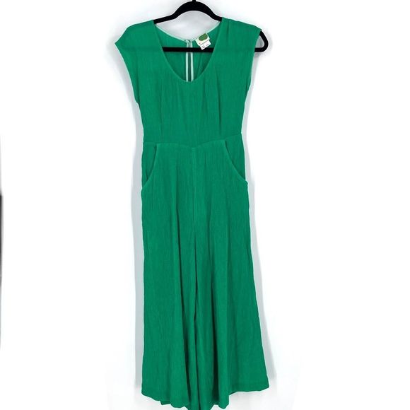 Anthropologie Dresses & Skirts - Anthropologie Women's Short Sleeve wide leg Gauzy Jumpsuit Green Size 2